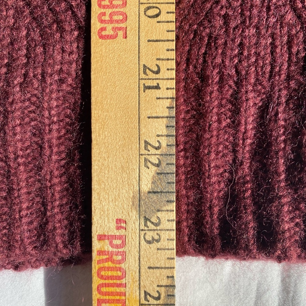 Women's Burgundy feminine Coquette Girl Open Knit Puff Sleeve Crewneck Sweater S - Picture 12 of 13